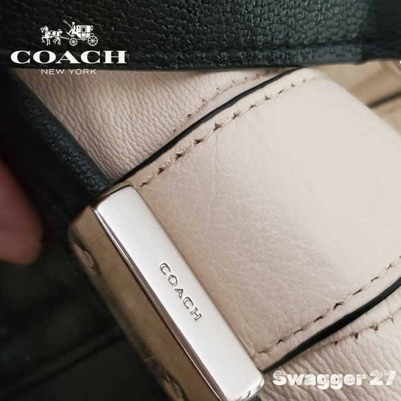 Coach Swagger 27 Black & Chalk Crossbody Satchel, Hang Tags & Original Crossbody - Picture 14 of 17
